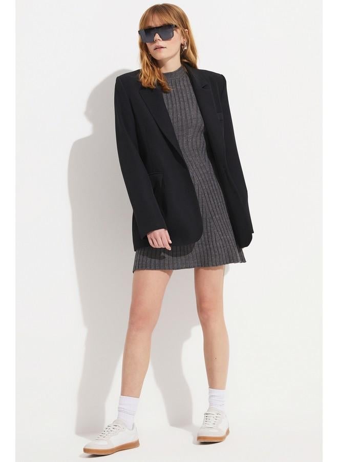 June Knitwear Mini Dress Anthracite - Image 1
