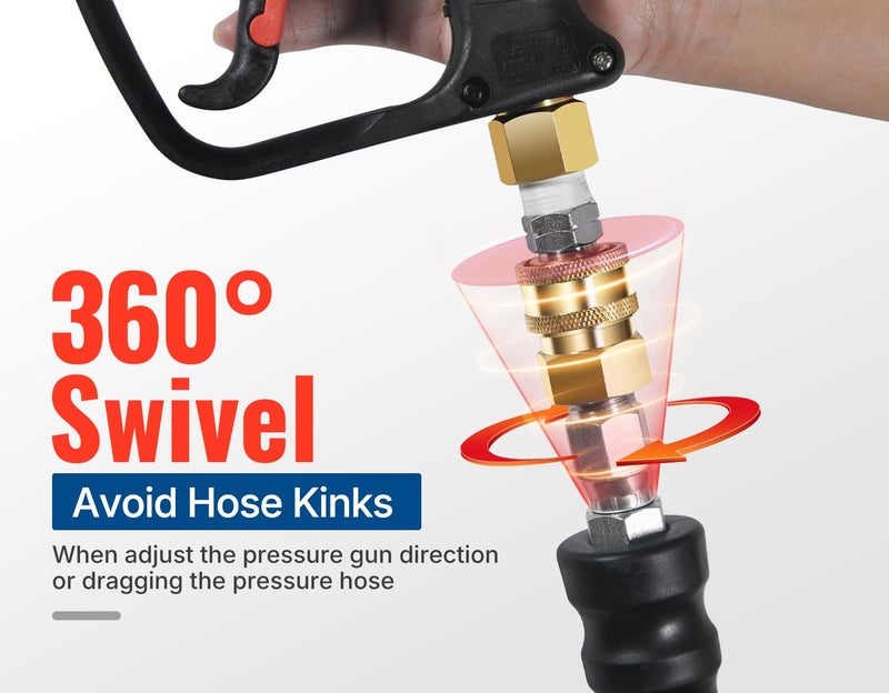 YAMATIC 3/8" Kink Resistant Pressure Washer Hose 125FT, Swivel 3/8" Quick Connector, 4000 PSI High Durability Cold Hot Water Max. 212°F, Fit Most Residential and Commercial Pressure Washer - Image 4