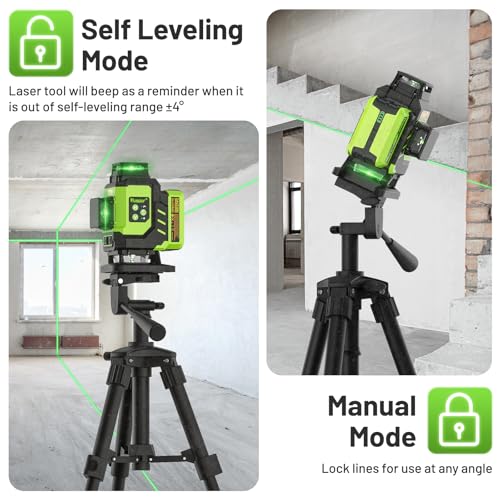 Huepar Laser Level, Self-leveling 16 Lines Green Beam 4D Cross Line Tiling Floor Laser Tool-2 x 360 Horizontal & 2 x 360 Vertical Laser Lines with Two Li-ion Batteries and Hard Carry Case-LS04CG - Image 5