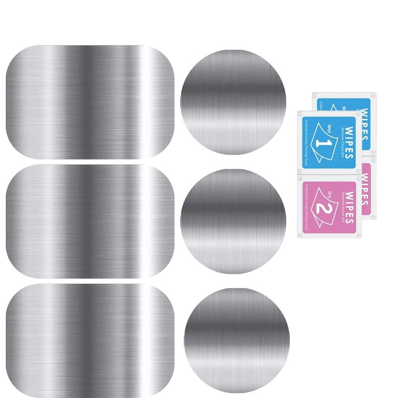 ENTRONZ Metal Plates for Magnet Car Mount Mobile Phone Holders and Other Magnet Mount Holders (Silver) (6 Ractangle-Circle) - Image 1
