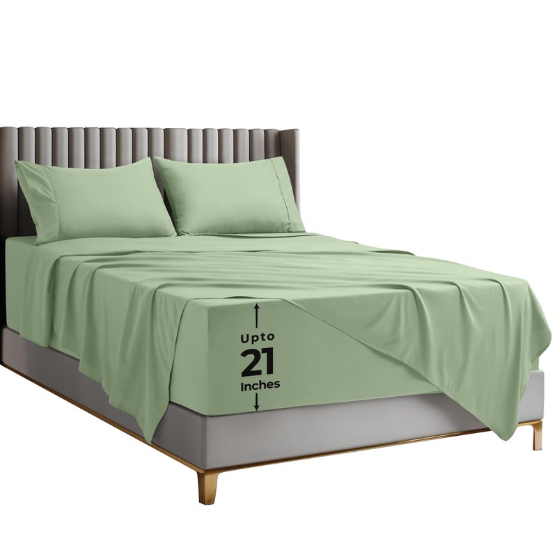 Utopia Bedding Deep Pocket Queen Sheet Set - Fits Mattresses Up to 21 inches - Cooling, Soft & Breathable - Oeko-TEX 4 Piece Bed Sheets (Sage) - Image 1