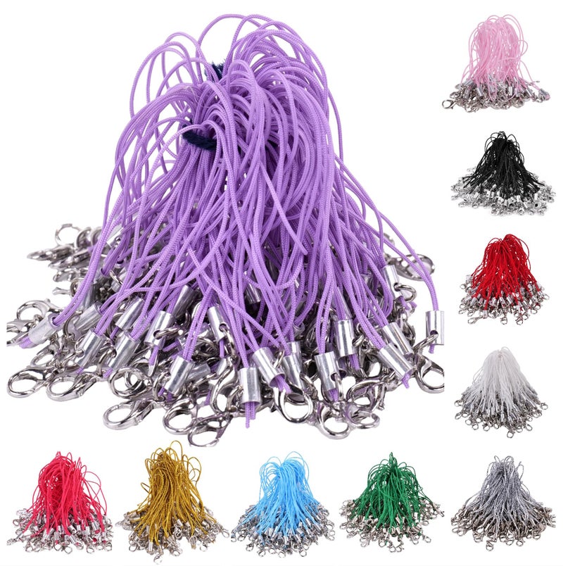 MINI-FACTORY 100PCS DIY Charm Straps with Lobster Clasp Colorful Lanyard Cords for Phone Charms, USB Drives, Keychains, Jewelry Making, Crafts, Purse & Name Tag Accessories - Image 1