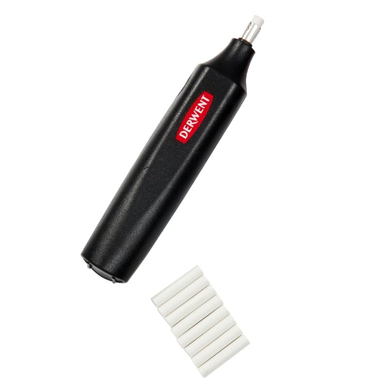 Derwent Battery Operated Eraser with 8 Replacement Erasers, White - Image 5