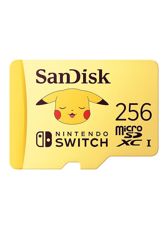 sandisk Pokémon Pikachu microSD Card for Nintendo Switch 256GB (Up to 100MB/s read speed, up to 90MB/s write speed, 4K UHD, V30, U3) - Image 1