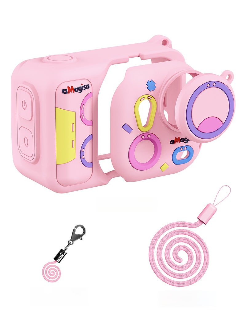 aMagisn غطاء حماية سيليكون لكاميرا Insta360 Go Ultra، حماية كاملة مع غطاء عدسة، فتحات دقيقة وسهولة استخدام الشاشة（وردي） - Image 1