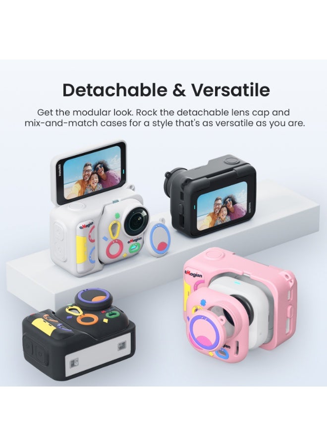 aMagisn غطاء حماية سيليكون لكاميرا Insta360 Go Ultra، حماية كاملة مع غطاء عدسة، فتحات دقيقة وسهولة استخدام الشاشة（وردي） - Image 5