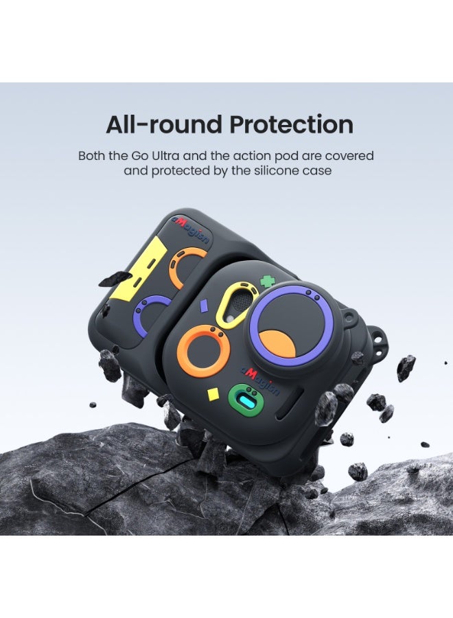 aMagisn غطاء حماية سيليكون لكاميرا Insta360 Go Ultra، حماية كاملة مع غطاء عدسة، فتحات دقيقة وسهولة استخدام الشاشة（وردي） - Image 4