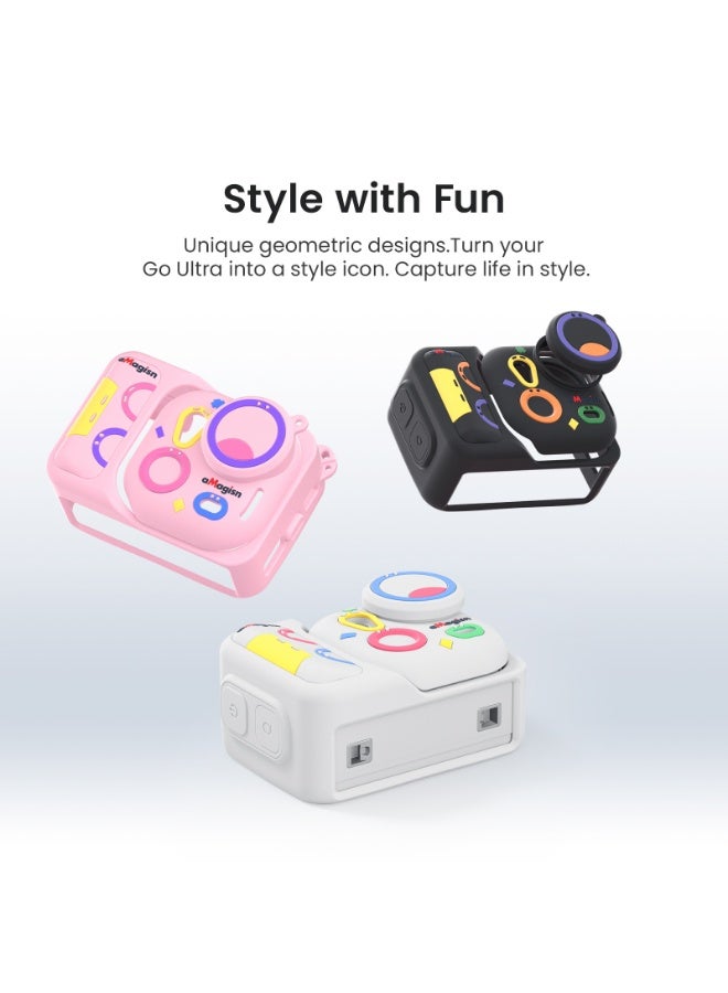 aMagisn غطاء حماية سيليكون لكاميرا Insta360 Go Ultra، حماية كاملة مع غطاء عدسة، فتحات دقيقة وسهولة استخدام الشاشة（وردي） - Image 3