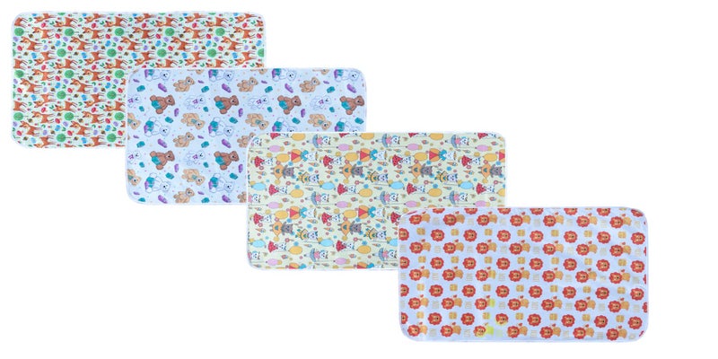 Aazeem New Born Baby Polyster Sheets Waterproof | Bed Protector Baby Dry Sheet | Baby Dry Mats Waterproof and New Baby Born Product |Pack of 4 |Multicolor | - Image 1