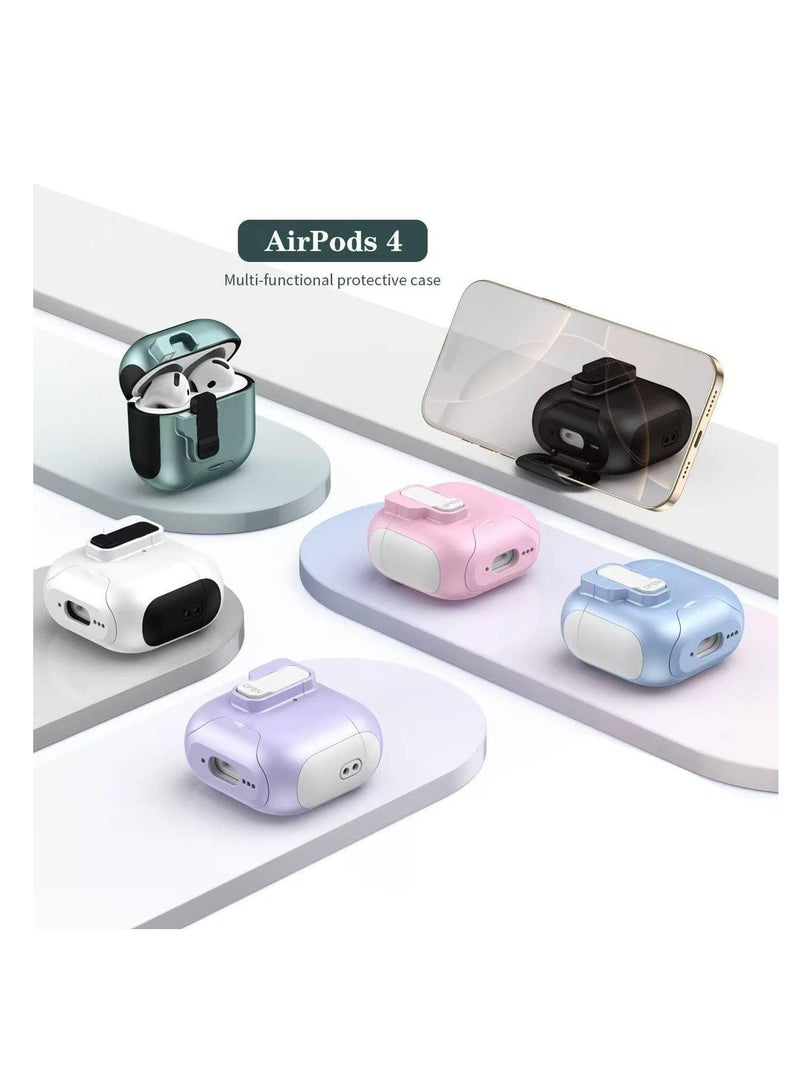 case for AirPods 4th Generation Case with Secure Lock,Shockproof Hard Protective Cover for AirPods 4th Case with Phone Holder,Airpod 4th Cases with Lanyard (PINK) - Image 2