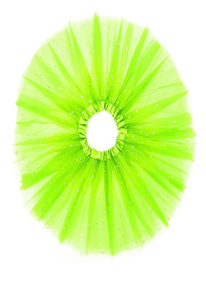 Zando Sparkle Stars Sequins Lime Green Tutu Skirt for Girls Lime Green Tutu for Toddler Girls Kids 3 Layers 2-8 Years Halloween Princess Puffy Tulle Elastic Waist Dance Skirt Birthday Party Dress up - Image 2