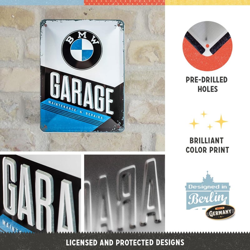 Nostalgic Art Nostalgic-Art Retro Tin Sign – BMW – Garage – Gift idea for car accessoires fans, Metal Plaque, 15 x 20 cm - Image 2