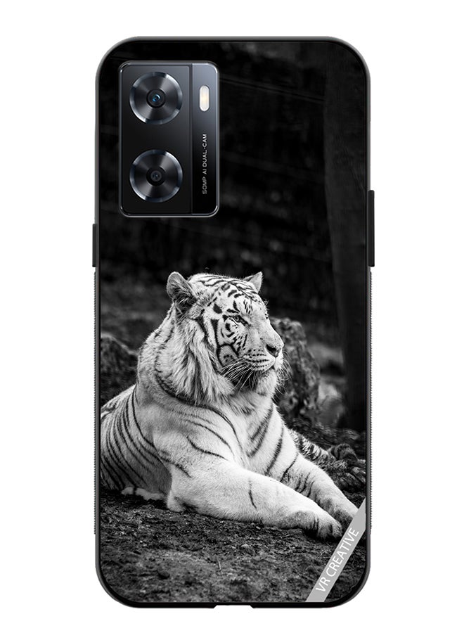 VR CREATIVE Protective Case Cover For Oppo A57/A77s Royal Monochrome Tiger Design Multicolour - Image 1
