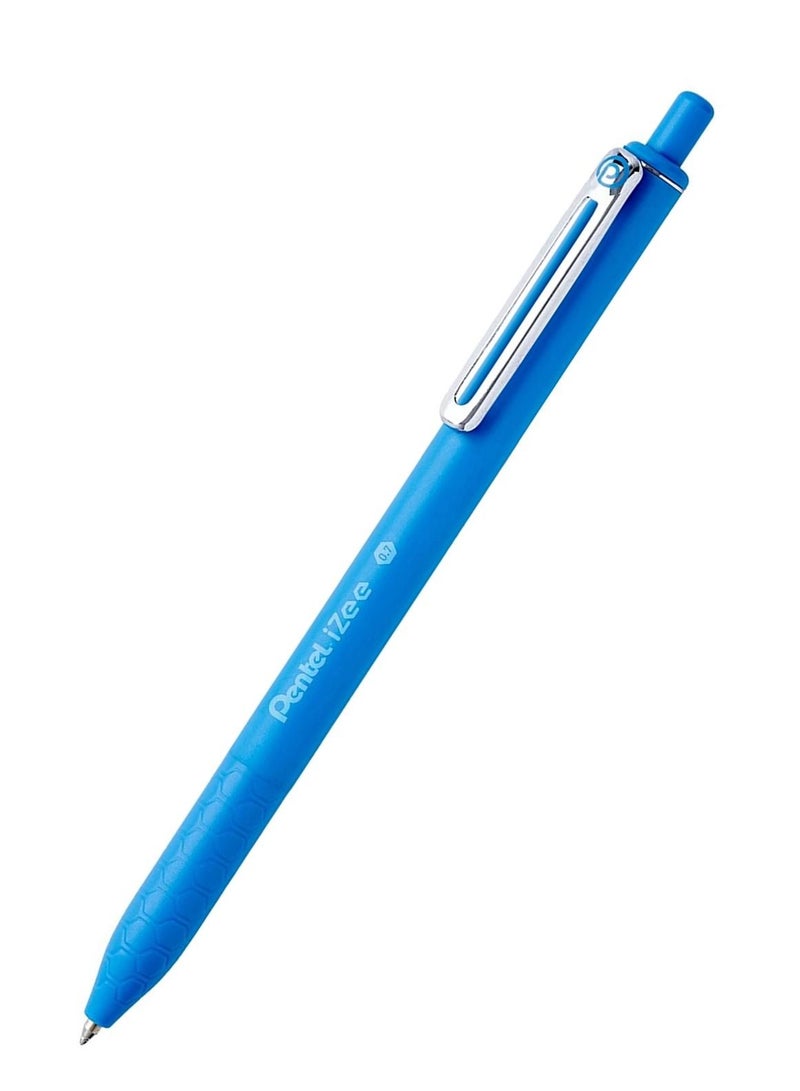 Pentel 12-Piece Izee Retractable Ballpoint Pen 0.7mm Tip Sky Blue Ink - Image 2