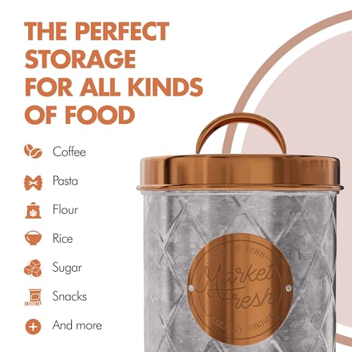Amici Home Bristol Metal Canister | Food Storage Container with Lid | Canisters for Kitchen Counter | Galvanized Metal/Copper Lid | Farmhouse Décor | 52 Oz - Image 3