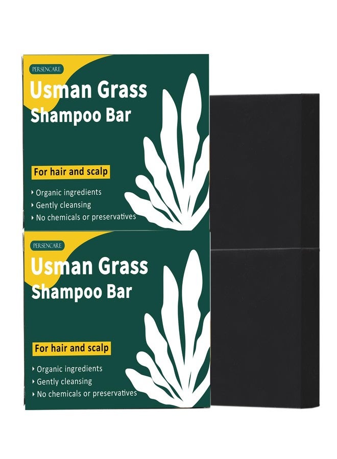 VAEYAE Natural Usman Grass Shampoo Bar, Cover Grey Hair Thickening & Darkening Usma Bar, Ultimate Solution for Healthy Hair Growth, Gray Hair Reverse Black Soap, Reducing Thinning Hair Loss 2 Pcs - Image 1