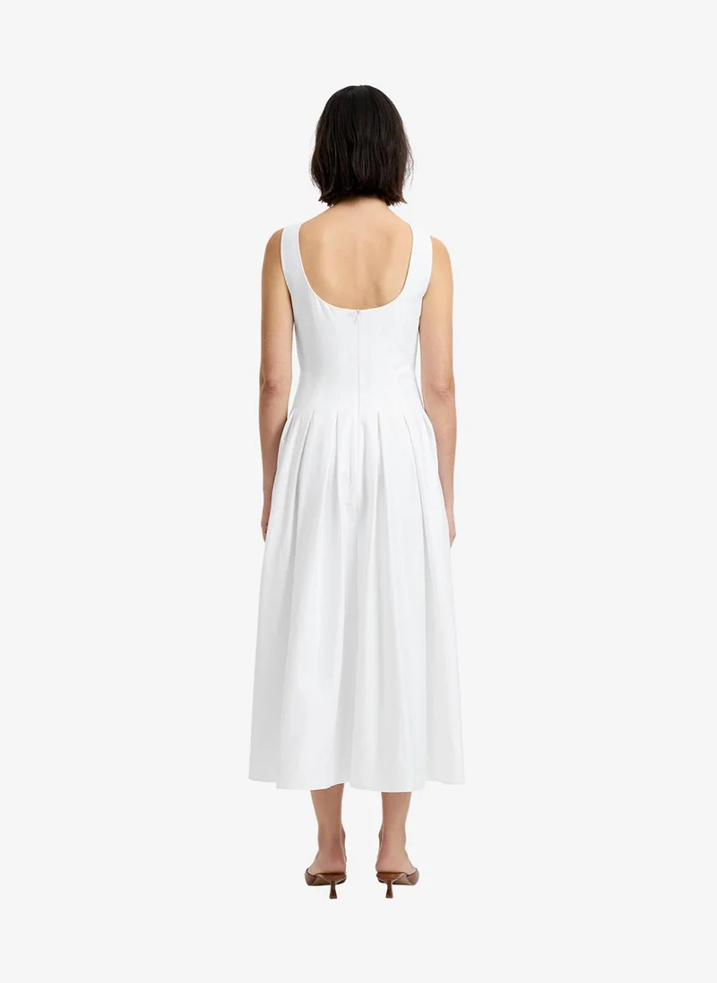 French Connection Summer White Women's Summer White Cotton Sateen Midi Dress for Women | Best Price UAE