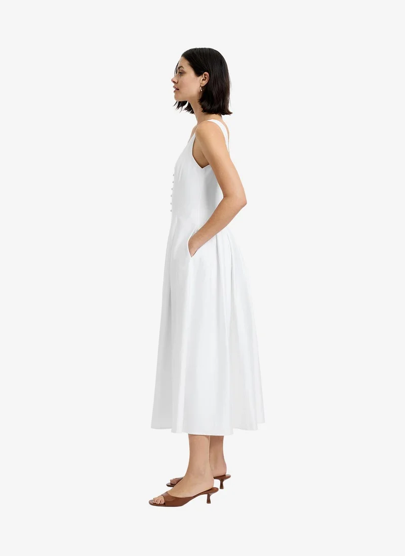 French Connection Summer White Women's Summer White Cotton Sateen Midi Dress for Women | Best Price UAE