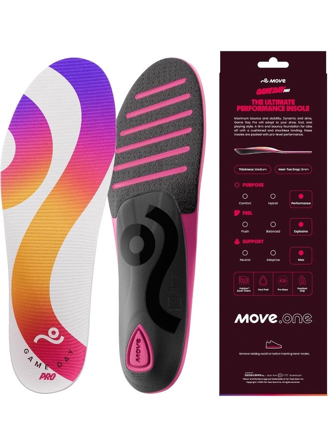 move Game Day Pro- Ultimate Performance Sports Insoles For Basketball, Volleyball, Football, Tennis, Athletics, Baseball, Running, And Active Lifestyle. Extra Shock Absorption (M 11-11.5/Wm 12.5-13) - Image 1