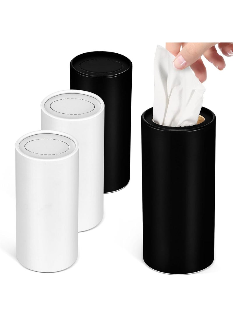 4pcs Tissue Container and Dispenser - Travel Facial Tissue Holder, Serviette Case, Round Cardboard Tubes Organizer for Car - Image 1