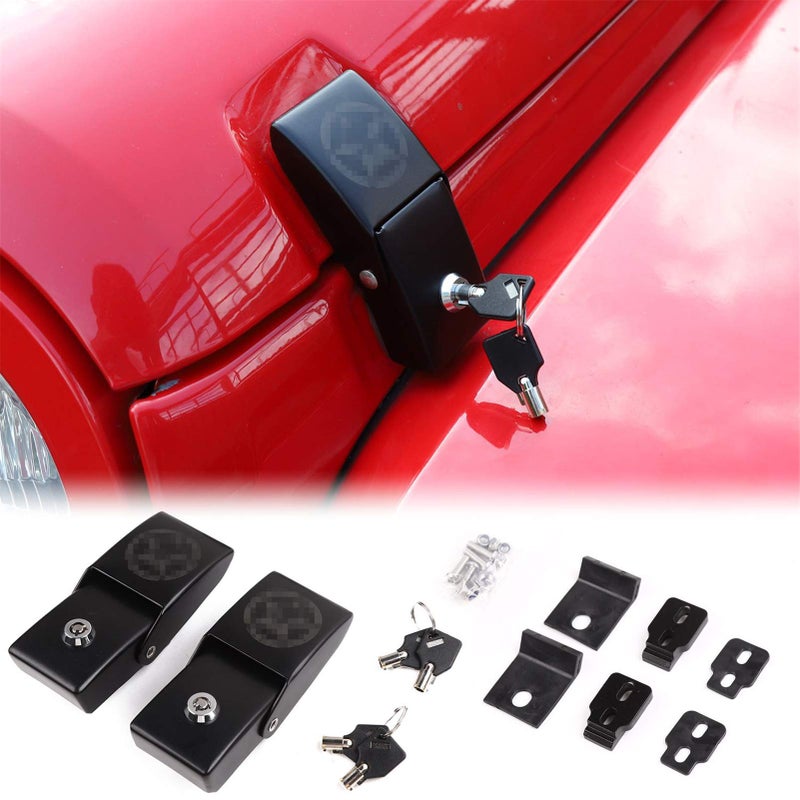 مجموعة أقفال غطاء المحرك JeCar من سبائك الألمنيوم متوافقة مع جيب رانجلر 2007-2018 JK JKU 2018-2023 JL JLU 2020-2023 غلادياتور JT بتصميم جمجمة