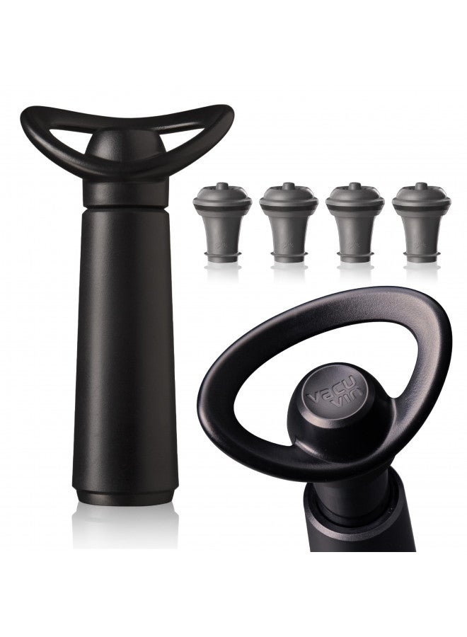 Vacu Vin Wine Saver Concerto - Black - 1 Pump 4 Stoppers - Wine Stoppers for Bottles with Vacuum Pump and Pourer - Reusable - Made in the Netherlands - Image 1