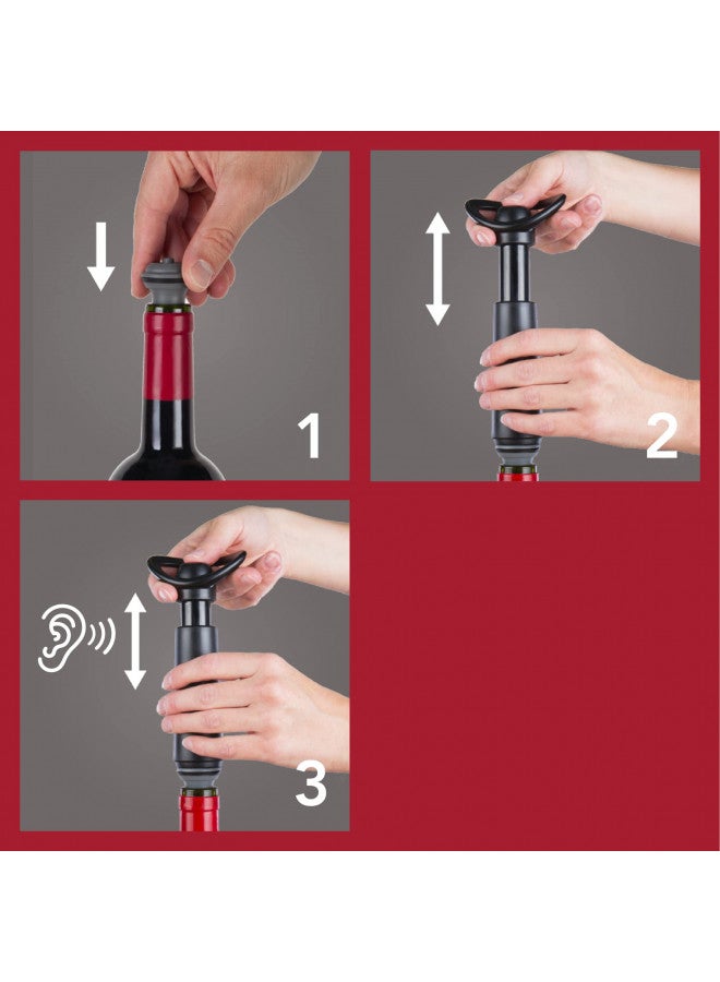 Vacu Vin Wine Saver Concerto - Black - 1 Pump 4 Stoppers - Wine Stoppers for Bottles with Vacuum Pump and Pourer - Reusable - Made in the Netherlands - Image 5