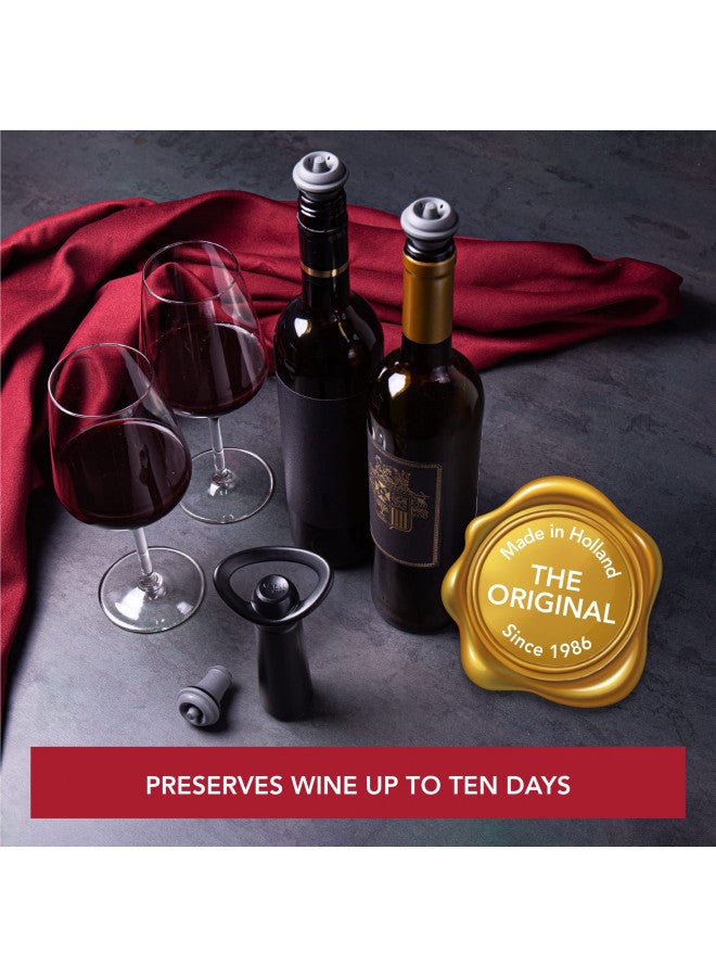 Vacu Vin Wine Saver Concerto - Black - 1 Pump 4 Stoppers - Wine Stoppers for Bottles with Vacuum Pump and Pourer - Reusable - Made in the Netherlands - Image 2