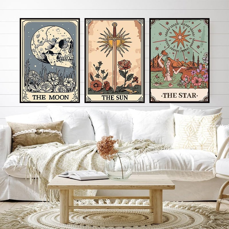 igoodom 6 Pack Paint by Numbers for Adults, 25x35cm DIY Acrylic Canvas Painting Kit, Sun and Moon Star Paint by Number Set for Beginners & Home Wall Decor - Image 2