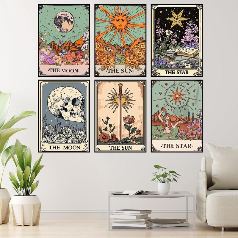 igoodom 6 Pack Paint by Numbers for Adults, 25x35cm DIY Acrylic Canvas Painting Kit, Sun and Moon Star Paint by Number Set for Beginners & Home Wall Decor - Image 4