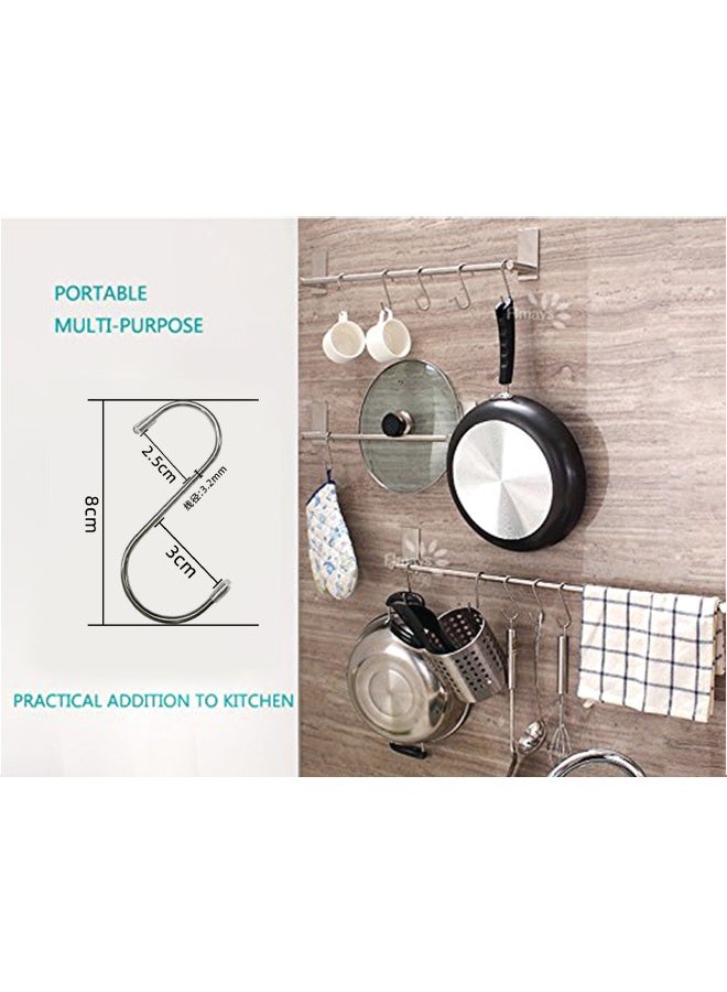 Peachjoy 20 Pack 8cm S Shaped Hooks Stainless Steel Metal Hangers Hanging Hooks for Kitchen, Work Shop, Bathroom, Garden  - Image 2