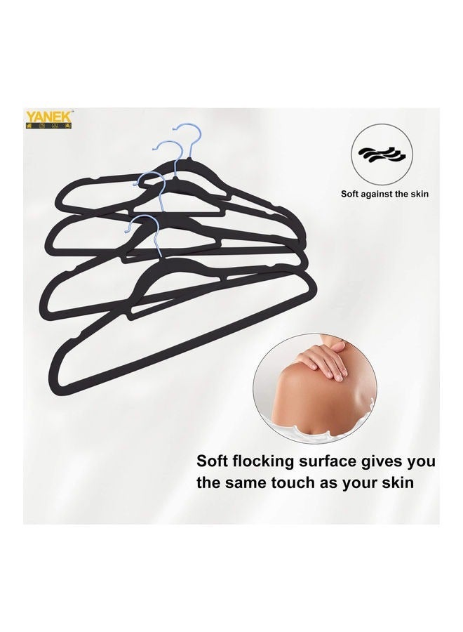 YANEK 100-Piece Non-Slip Velvet Clothes Hangers Set - Black - Image 4