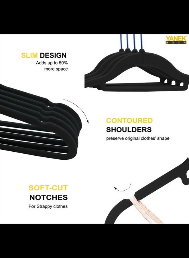 YANEK 100-Piece Non-Slip Velvet Clothes Hangers Set - Black - Image 5