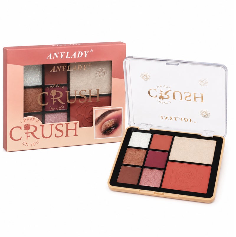 Me Now Eyeshadow Palette with Blush and Highlighter 8 Color Eye & Face Makeup Kit Matte Shimmer Glitter Nude Brown Shades 02 - Image 1