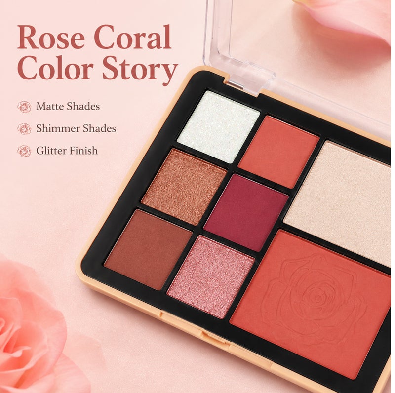 Me Now Eyeshadow Palette with Blush and Highlighter 8 Color Eye & Face Makeup Kit Matte Shimmer Glitter Nude Brown Shades 02 - Image 3