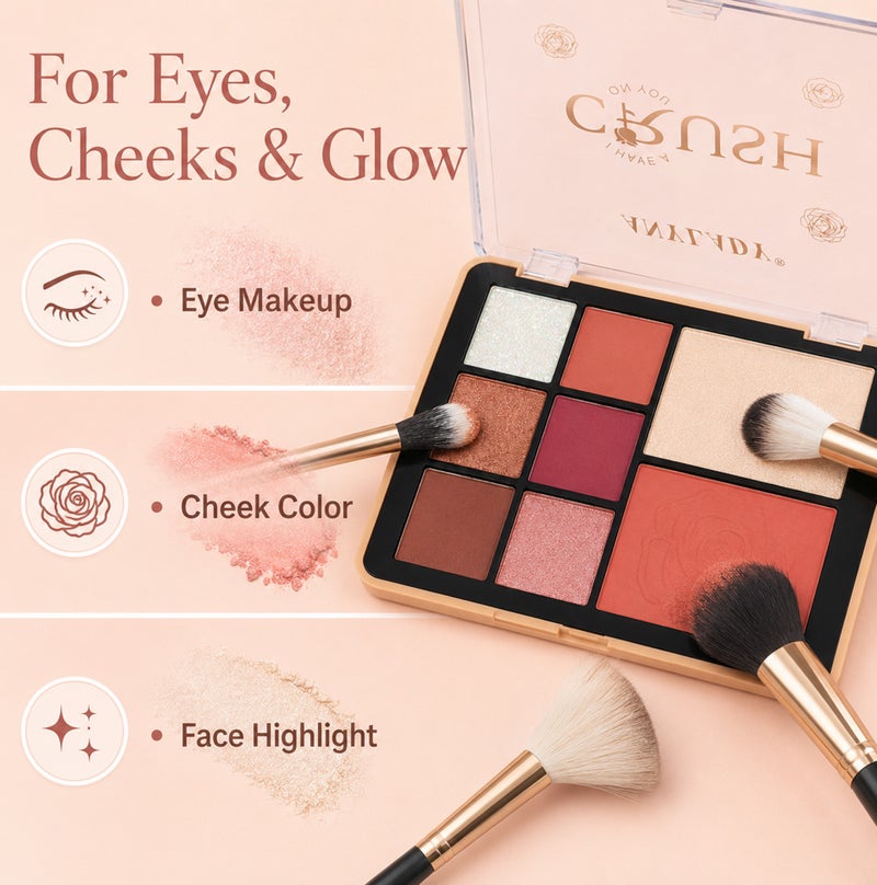 Me Now Eyeshadow Palette with Blush and Highlighter 8 Color Eye & Face Makeup Kit Matte Shimmer Glitter Nude Brown Shades 02 - Image 5