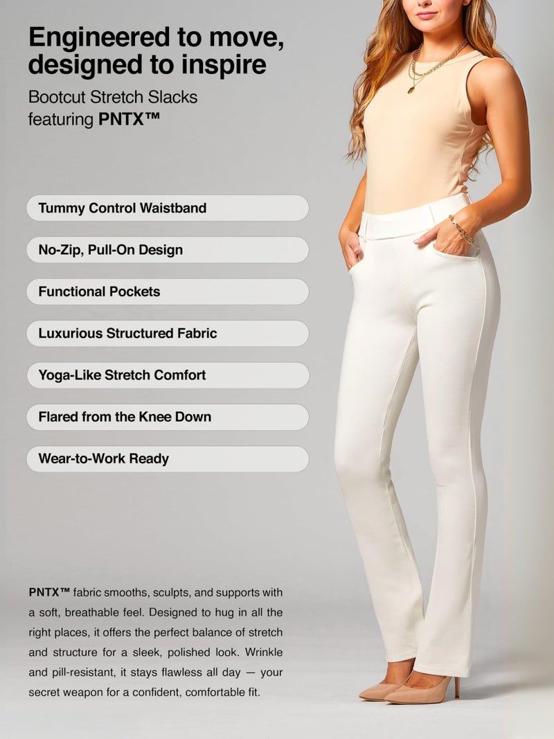 Conceited White Dress Pants Women Tummy Control - Wear to Work Pants Women - Womens Dress Pants - Slacks - Business Casual Office - White - Medium - Image 2
