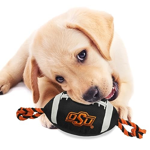 Pets First NCAA Oklahoma State Cowboys Football Dog Toy, Tough Quality Nylon Materials, Strong Pull Ropes, Inner Squeaker, Collegiate Team Color - Image 3