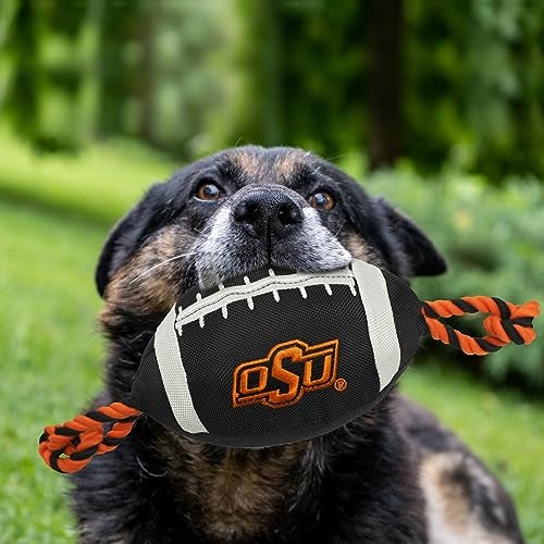 Pets First NCAA Oklahoma State Cowboys Football Dog Toy, Tough Quality Nylon Materials, Strong Pull Ropes, Inner Squeaker, Collegiate Team Color - Image 4
