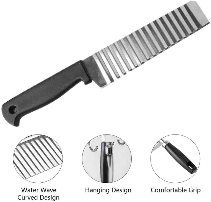 FLOXIT Stainless Steel Potato Cutter, Crinkle Choppers French Fries Chips Chopping Knives with Nylon Handle Chopping Knife Carrot Vegetable Salad Waves Cutting (1pcs-Knife Crinkle Cutter) - Image 3