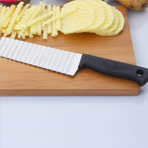 FLOXIT Stainless Steel Potato Cutter, Crinkle Choppers French Fries Chips Chopping Knives with Nylon Handle Chopping Knife Carrot Vegetable Salad Waves Cutting (1pcs-Knife Crinkle Cutter) - Image 4