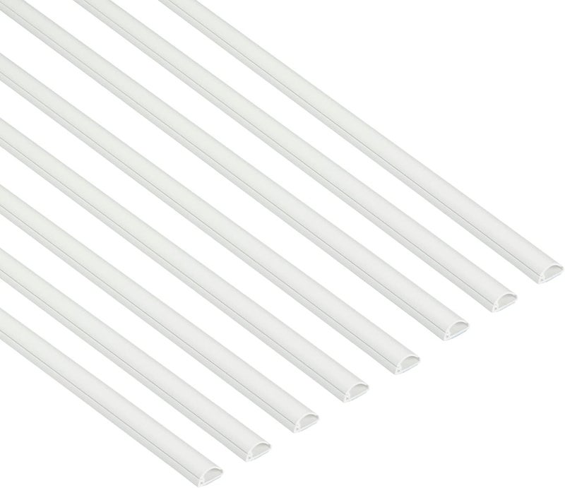 D-Line Half Round Cord Hider, Patented Cable Cover, Hide TV Wall Mount Wires, Raceway for Cords, Decorative Wire Covers, Paintable, Adhesive Cable Concealer, 8X 0.78in W x 0.39in H x 39in L,White - Image 1