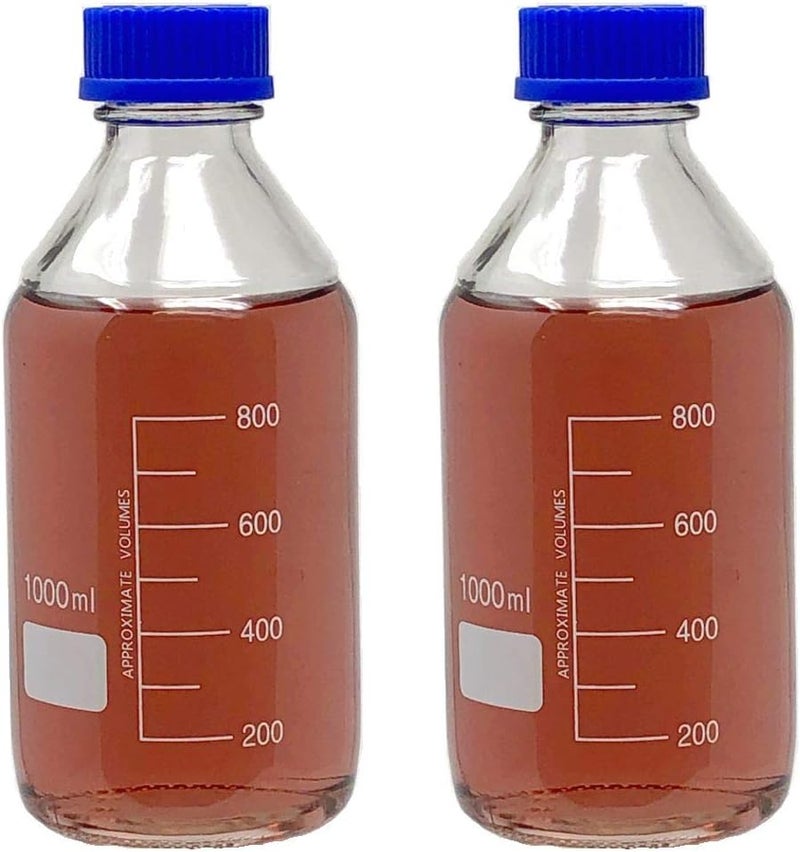 Karter Scientific 1000ml Glass Round Media Storage Bottles with GL45 Screw Cap, Borosilicate Glass, Heavy Duty, Karter Scirentific (Pack of 2) - Image 1