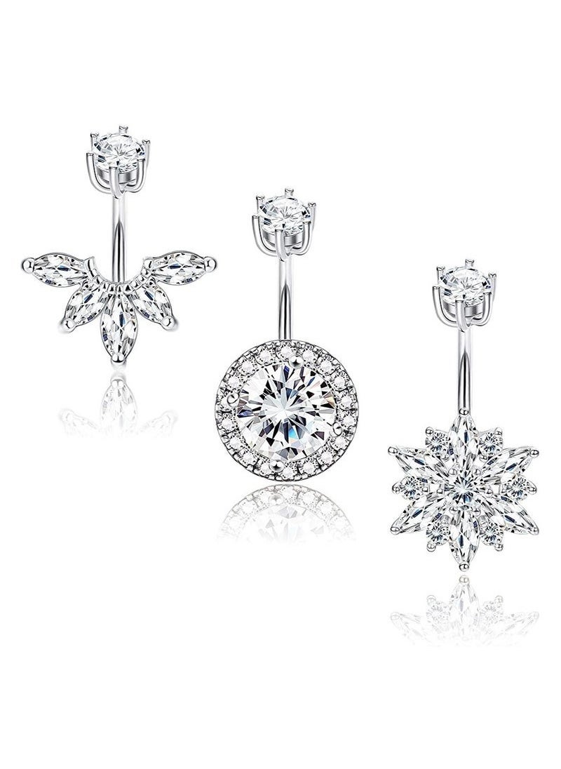 PEI  AN Zircon Belly Button Ring Set Belly Ring Body Piercing Jewelry Piercing Body Belly 3 Piece Set 