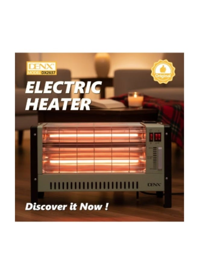 Denx 1600W electric heater, 4 quartz tubes, 2 heat settings, 250ml water tank for humidification, overheat protection, fast heating, and easy to carry. Electric quartz heater. - Image 3