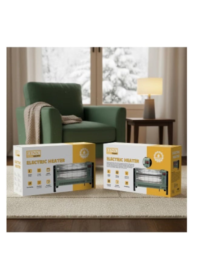 Denx 1600W electric heater, 4 quartz tubes, 2 heat settings, 250ml water tank for humidification, overheat protection, fast heating, and easy to carry. Electric quartz heater. - Image 2