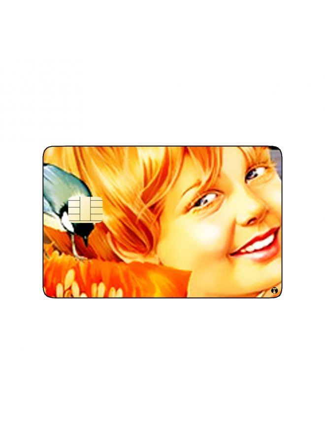 RKN PRINTED BANK CARD STICKER Cute Girl Drawing With Birds And Vegetables - Image 2