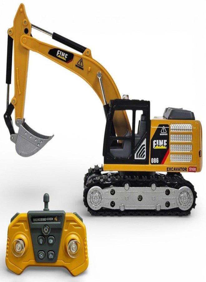 Babelly Remote Control Excavator Toys for Boys, 3 in 1 RC Excavator Toy with Alloy Bucket, Rock Breaker, and Grapples - Rotatable 680°, Lights and Sounds RC Construction Toys - Image 1