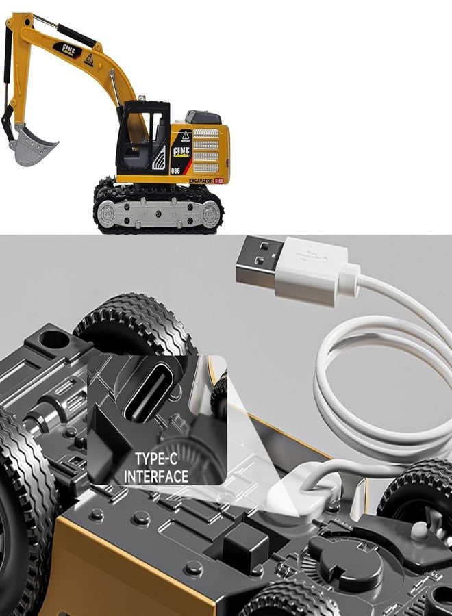 Babelly Remote Control Excavator Toys for Boys, 3 in 1 RC Excavator Toy with Alloy Bucket, Rock Breaker, and Grapples - Rotatable 680°, Lights and Sounds RC Construction Toys - Image 3