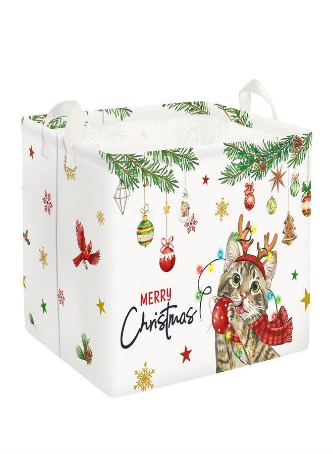 Clastyle Christmas Pet Baby Laundry Hamper Snowflake Kid Storage Basket Boy Girl Gift Toy Box Collapsible Clothes Organizer Nursery Bin for Bedroom,Cat,40 * 30 * 30 cm - Image 1